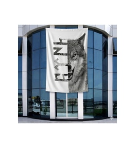 Göktürkçe Türk Yazılı Bozkurt Bayrağı 140gr Premium Raşel Kumaş 400x600cm