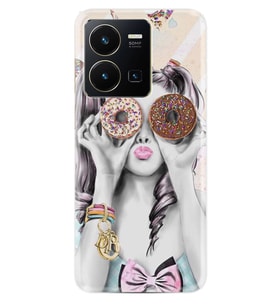 Vivo Y35 Kılıf Resimli Desenli Baskılı Silikon Donut Girl 1408