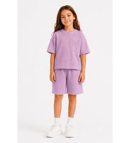 Monox Unisex 5-12 Yaş Petek Dokulu Oversize Yazlık Şort Tişört Takım