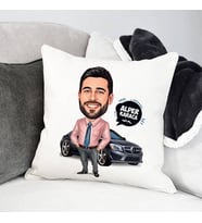 Kişiye Özel Arabasına Aşık Erkek Karikatürlü Yastık