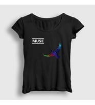 Presmono Kadın Siyah Resistance Bird Muse T-Shirt 70427tt