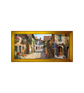 Manzara Temalı Kanvas Tablo 80 x 110 cm Gold Çerçeve