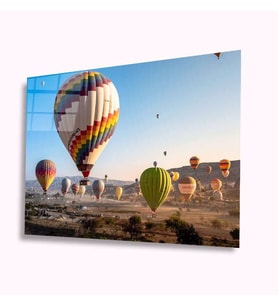 İdealizbiz Uçan Balonlar Cam Tablo 4mm Dayanıklı Temperli Cam