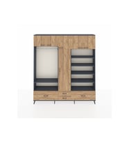 Arges Gardrop 18 Raflı 4 Çekmeceli Tek Askılı 220x30x243 Antrasit-Çam