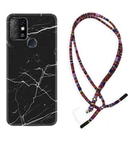 INFINIX Hot 8 9 10 11S Hot 10 Play 10T Kılıf Boyun Asklı Rasta Silikon Siyah Mermer 1299