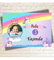 Gifttime Çocuklara Özel Unicorn Tasarımlı Doğum Günü Duvar Posteri