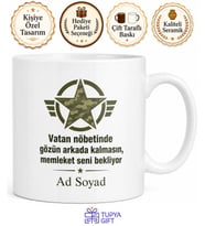 Askerdeki Hemşehriye Kupa Bardak Asker Hatıra Hediye Özel Tasarım Porselen Bardak