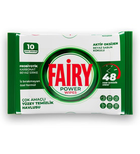 Power Wipes Yüzey Temizlik Havlusu 10 Yaprak Beyaz Sabun Beyaz Sirke & Karbonat