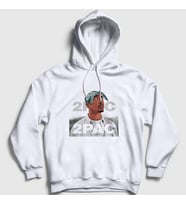 Presmono Unisex Beyaz 2pac Tupac Shakur Kapüşonlu Sweatshirt 45451tt