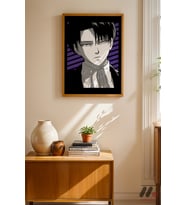 Attack on Titan Levi Ackerman Anime Poster, Ahşap Çerçeveli Duvar Tablosu - Anime