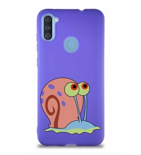 Samsung Galaxy M11 Soft Premier Kapak Salyangoz Gary Tasarımlı Silikon Kılıf - Mor (Şeffaf)