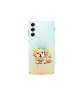 Samsung Galaxy A34 ile Uyumlu Splash Köpek Tasarımlı Şeffaf Silikon Kılıf