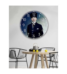ATATÜRK Tasarımlı Duvar Saati 35 X 35 Cm (Baskılı)