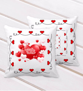 BK Gift Kişiye Özel Sevgililer Günü Kurdela Kalp Desenli Dekoratif Kırlent Yastık-136 (Beyaz)