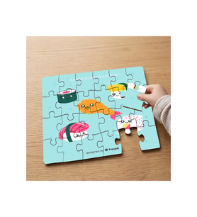 Japon Mutfağı - Sushi Tasarımlı 24 Parça Ahşap Çocuk Puzzle MPK0699