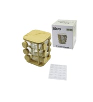 12PCS KARE DÖNER STANDLI CAM - BAMBU KAPAK TUZLUK - BAHARATLIK BAMBU STAND (5343)
