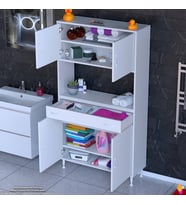Modilayn ARDA Banyo Dolabı 95x173x32,5cm 1 çekmece 4 kapak ve 6 raflı İhtiyaca uygun kolay kurulum