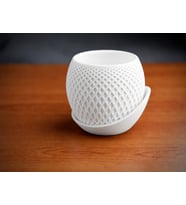 3D Baskı Küre Saksı - Kafes Dokulu İki Parçalı Dekoratif Saksı - Beyaz-Beyaz
