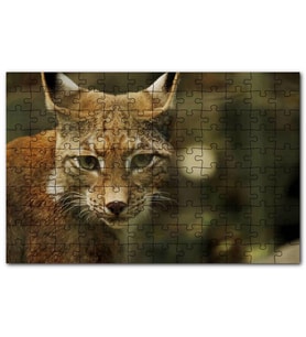 Cakapuzzle Vaşak Yakın Çekim Flu Arkaplan Puzzle Yapboz MDF (Ahşap) (120 Parça)