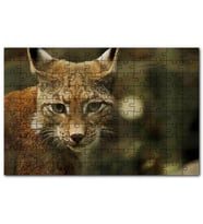 Cakapuzzle Vaşak Yakın Çekim Flu Arkaplan Puzzle Yapboz MDF (Ahşap) (120 Parça)