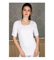 Arias Closet Pamuklu Ribana Geniş Yaka Kısa Kol Fanila T-Shirt (Beyaz)