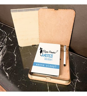 Anestezi Teknikeri Ahşap Kutulu Defter Kalem Set