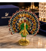 Swarovski Taşlı Tavus Kuşu Biblo  Lüks Dekoratif Kristal Görünümlü Obje