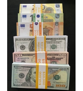 600 ADET KARIŞIK PARA 50-100 VE 200 EURO 50-100-200 DOLAR GEÇERSİZ PARA EĞLENCE OYUN ŞAKA  DÜĞÜN PARASI FİLM PARASI DİZİ ÇEKİMLERİ İÇİN PARALAR