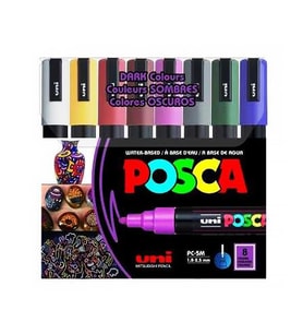 Uni Posca Su Bazlı Marker Seti 8li Koyu Renkler 1.8 2.5mm PC5M