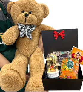 Sizlere Özel Fotoğraflı Hediye Paketi ve Büyük Boy Pembe Peluş Ayıcık - Premium Set (Model 3)