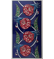 Armada Çini 10x20 Cm ED 209 Kobalt Nar çiçekli El dekoru Çini Karo