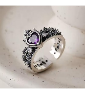 Dükkan Design Y2K - Gotik, Modern, Çok Şık Taşlı Kalp Yüzük