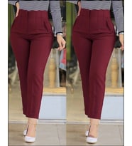 Kadın üste Oturan Paçası Bilek üzerinde Biten Atlas Kumaş Pantolon 36 (S) - 48 (4XL)