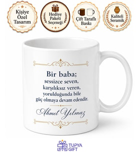 Eksiksiz Baba Yazılı Özel Kupa Bardak Babalar Günü Hediyesi