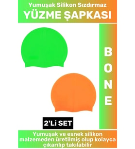 Özel Üretim Su Geçirmez Elastik Yumuşak Yüzücü Havuz Deniz Yüzme Şapkası Silikon Bone 2'Li SET