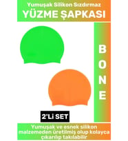 Özel Üretim Su Geçirmez Elastik Yumuşak Yüzücü Havuz Deniz Yüzme Şapkası Silikon Bone 2'Li SET