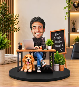 Kişiye Özel Girişimci Biblosu – 3D Karikatür Bilgisayarlı Ofis Figürü, İş İnsanı Hediyesi, Dekoratif Masa Süsü