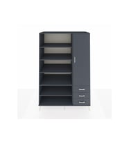 Kronos Dolap 9 Raflı 3 Çekmeceli Tek Kapaklı  132x59x195 Antrasit-Antrasit/Antrasit