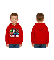 Unisex roblox Baskılı Çocuk Swaetshirt  Baskılı Kapüşonlu 3 İplik Şardonlu (Kırmızı)