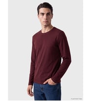 LCWAIKIKI Classic Bordo Bisiklet Yaka Uzun Kollu Erkek Tişört