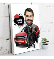 Uzaylı Kostümlü Erkek Karikatürlü Kanvas Tablo