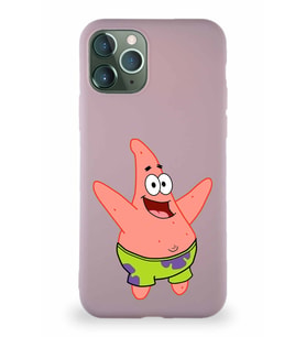 Apple iPhone 11 Pro Soft Premier Kapak Patrick Yıldız Tasarımlı Silikon Kılıf - Pudra (Şeffaf)
