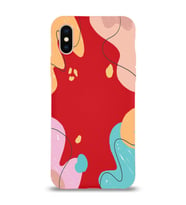 PrintiFy Apple iPhone XS Max Uyumlu Lansman Kılıf Karışık Renkler Tasarımlı İçi Kadife Kapak (Kırmızı)