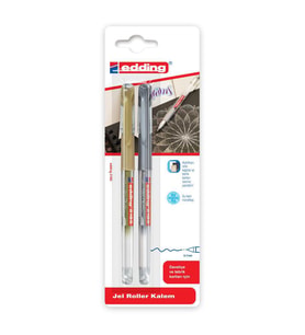 Edding 2185 Jel Mürekkepli Roller Kalem 2'li (Altın-Gümüş) 