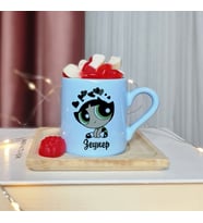 Power Puff Girls ( Buttercup ) Tasarımlı Kişiye Özel Mavi Türk Kahvesi Fincan