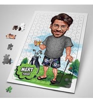 Kişiye Özel Golf Oyuncusu Erkek Karikatürlü Puzzle