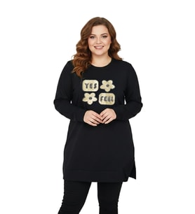 Kadın Sıfıryaka Taşlı Tunik BGL-ST05087 (Siyah)