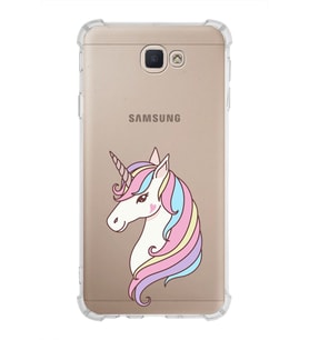 Samsung Galaxy J7 Prime 2  Köşe Korumalı Antişok Kapak Unicorn Tasarımlı Şeffaf Silikon Kılıf