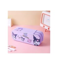 Kuromi Kawaii kalem kutu çift fermuarlı çift katlı şirin pembe kız çocuk kalem kutu
