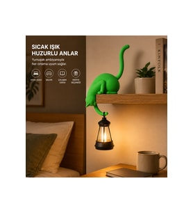 Modern & Şık - Minimalist Kedi Tasarımlı Dekoratif Raf Lambası – Gece Lambası